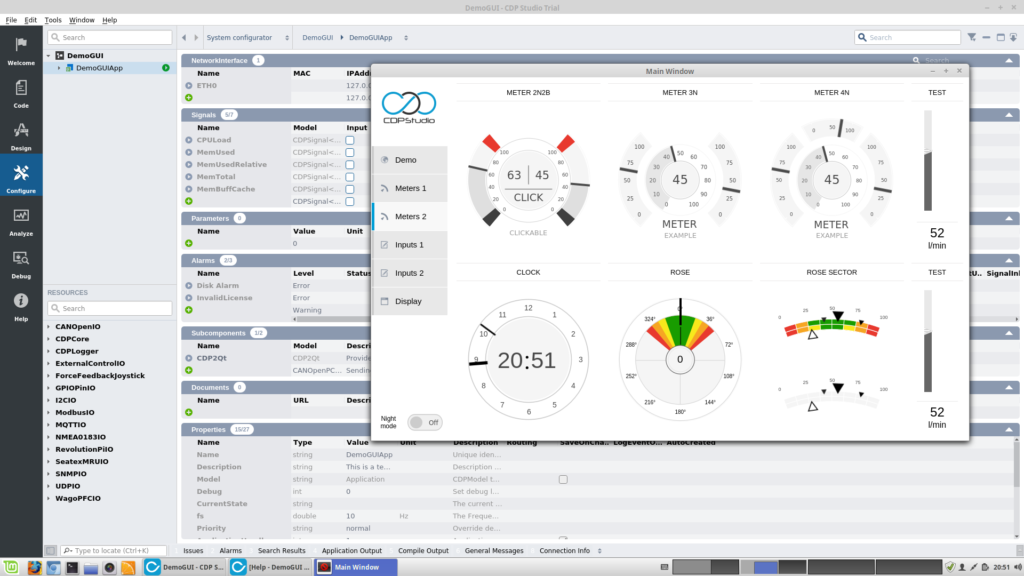 Demonstration von verscheiden control system ergeibnisse